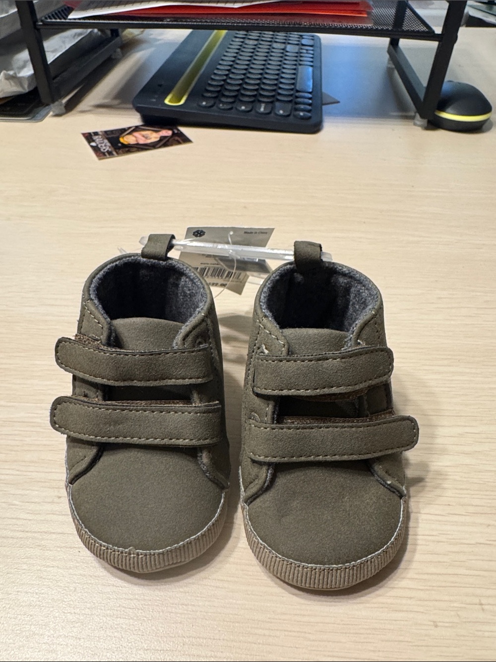 Baby Walker Shoes in Grey with Double Velcro Straps